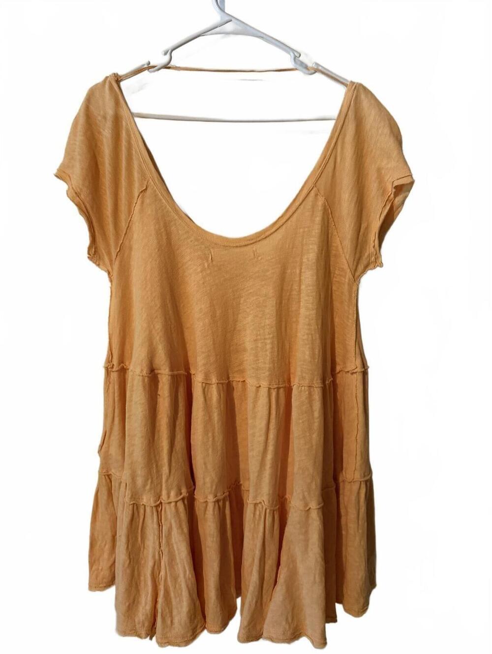We the Free People women's  XS Sunshine In The Rain Tunic Top Light Lime orange